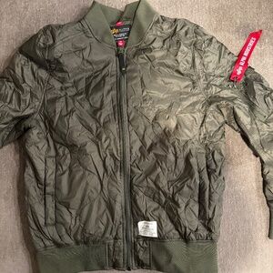 Alpha Industries L-2B Quilted Bomber Jacket – Sage Green (Size Large